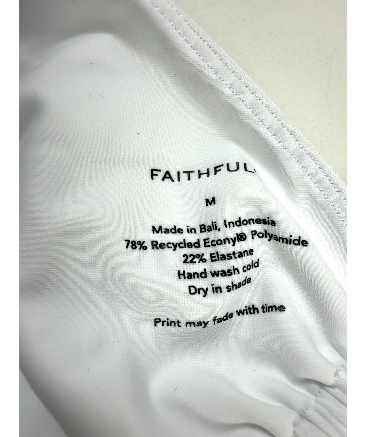 Faithful White Ruched Tie Back Bikini Top Uk M — Materials