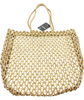 Nuxe Beige Woven Straw Summer Beach Bag — front