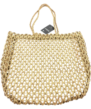 Nuxe Beige Woven Straw Summer Beach Bag One Size
