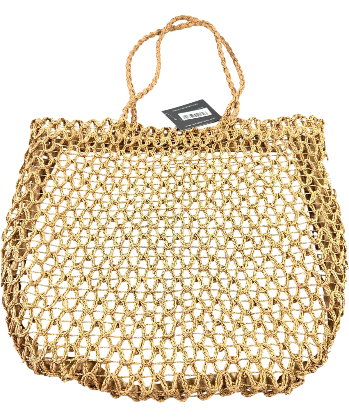 Nuxe Beige Woven Straw Summer Beach Bag — back