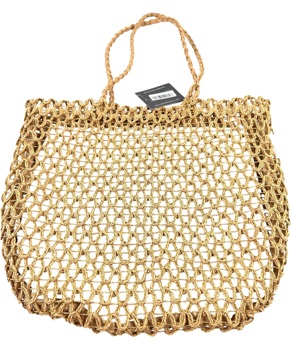 Nuxe Beige Woven Straw Summer Beach Bag — detail