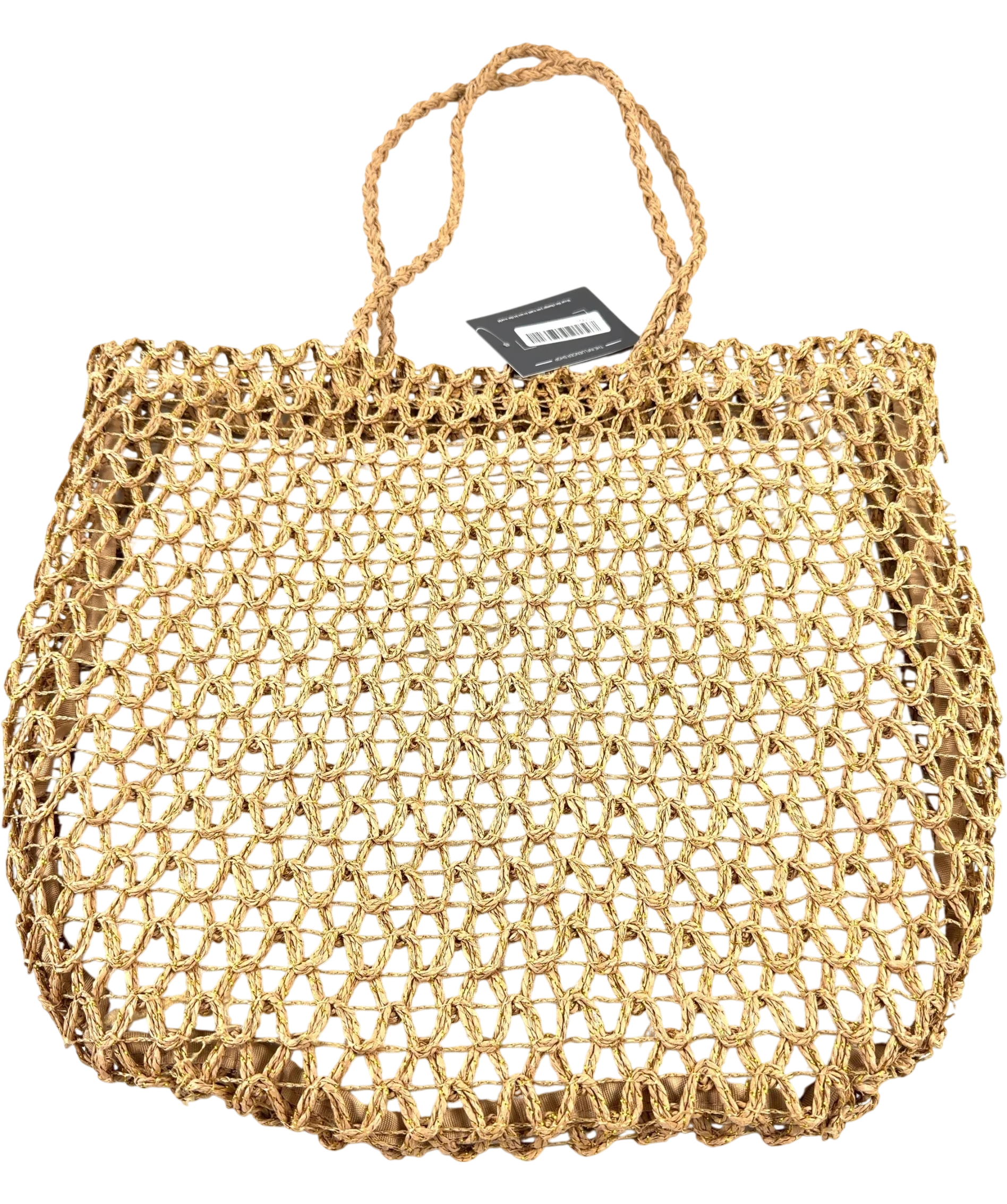 Nuxe Beige Woven Straw Summer Beach Bag — detail