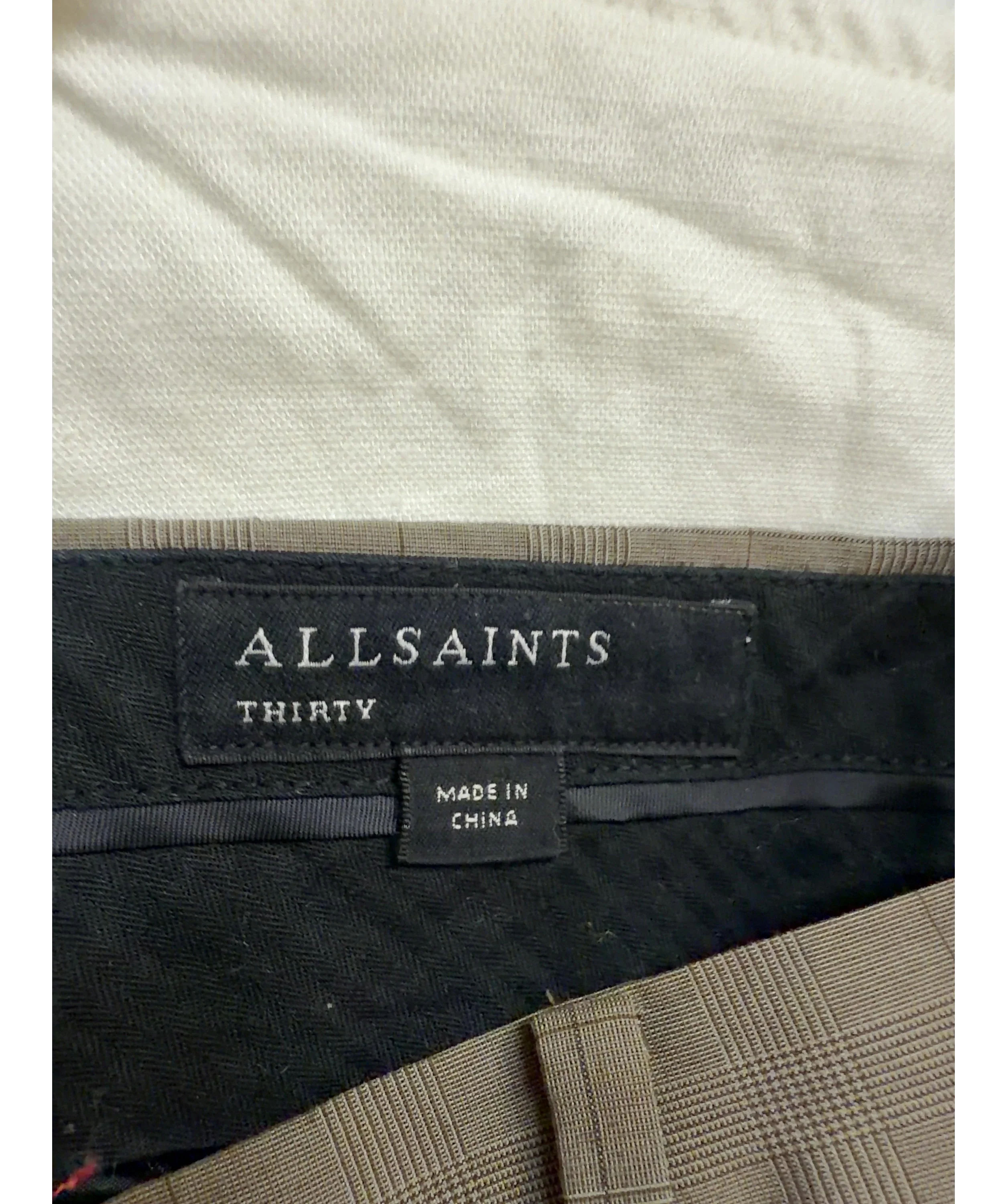 ALLSAINTS beige Troy Trouser, size W30 — detail