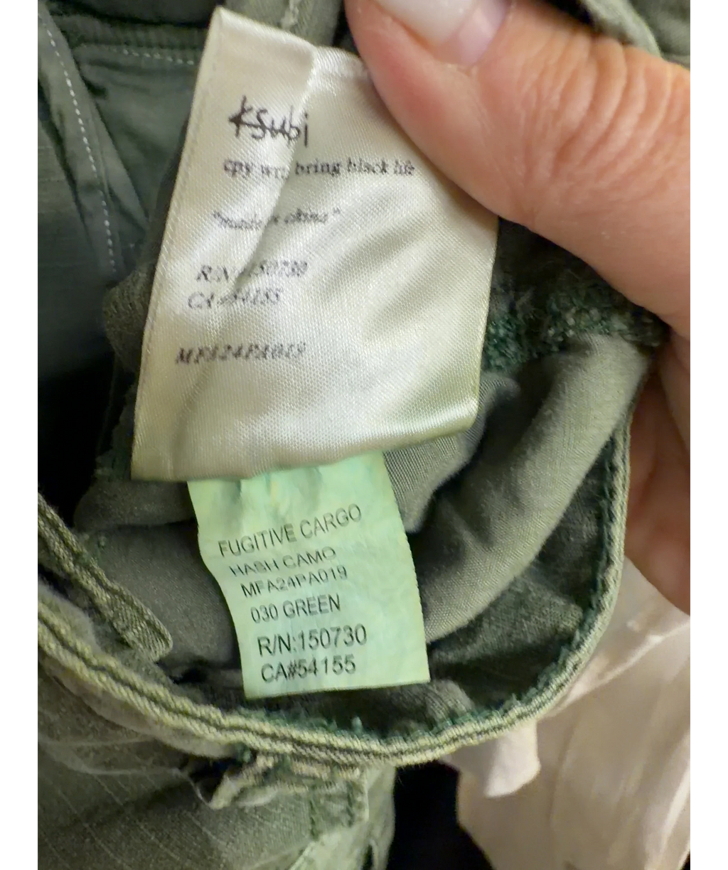 Ksubi Green Fugitive Cargo, size W29 — label