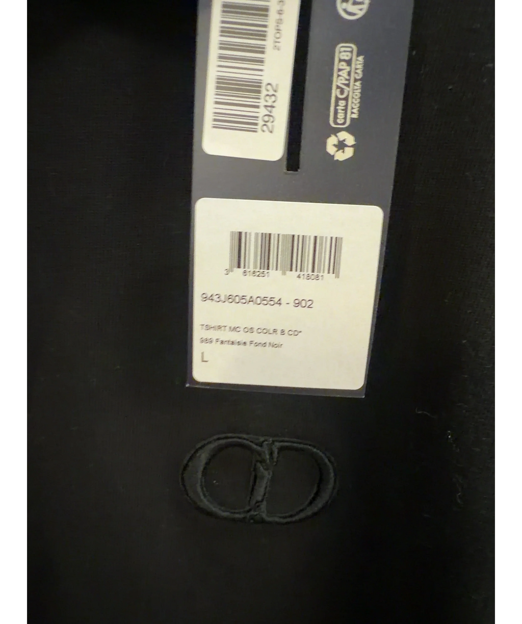 Dior CD Icon T-Shirt Black Embroidered UK L — Materials
