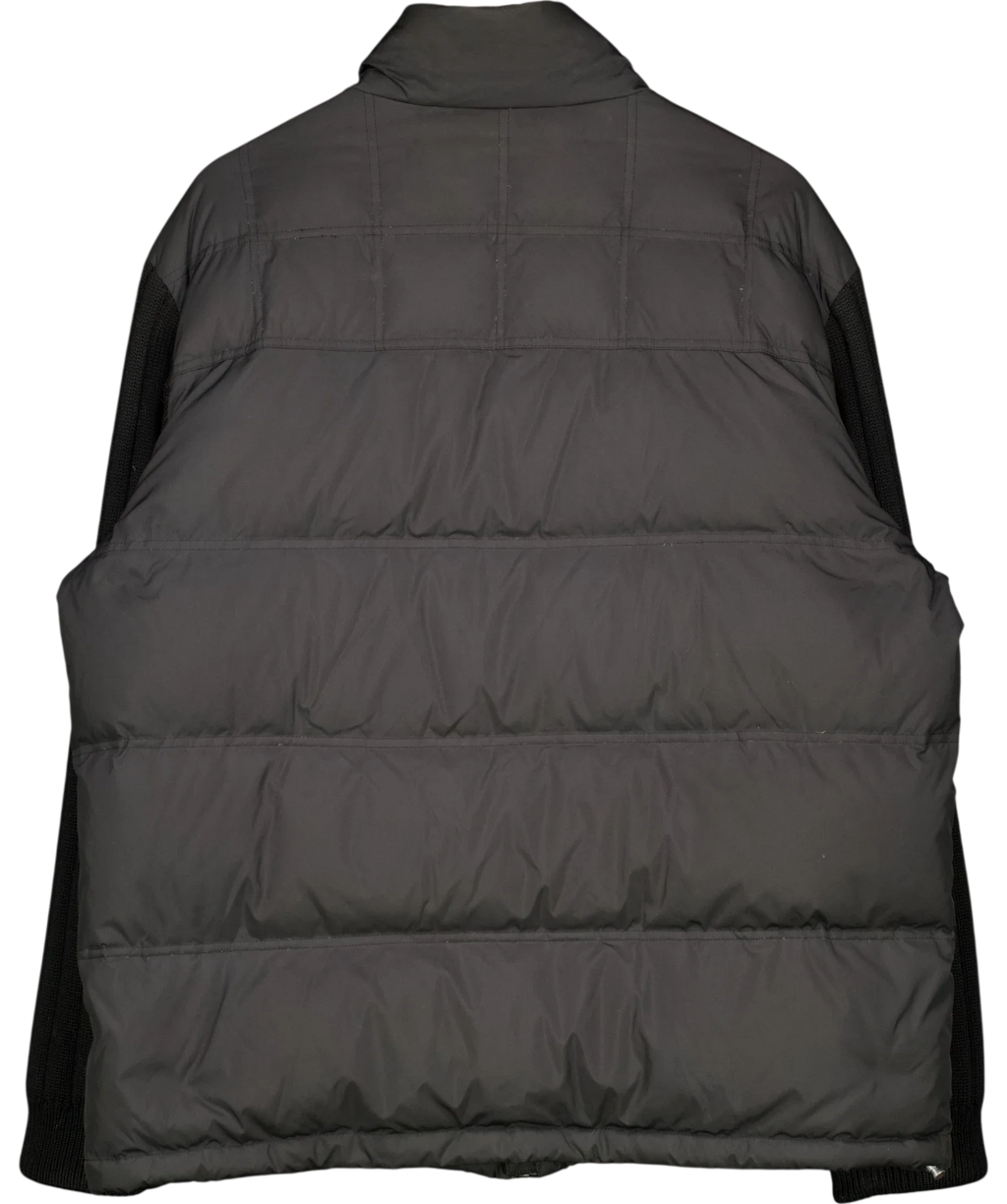 Paul & Shark Black Typhoon Wind hybrid quilted puffer jacket with knit sleeves, size UK XL — back
