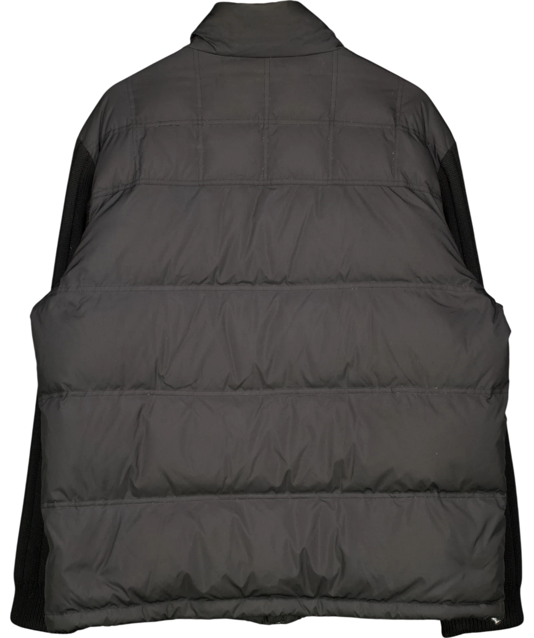 Paul & Shark Black Typhoon Wind hybrid quilted puffer jacket with knit sleeves, size UK XL — back