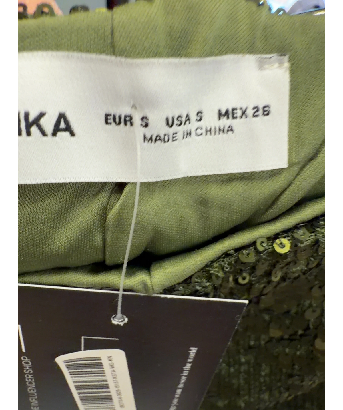 Bershka Green Colour, size UK S — care label