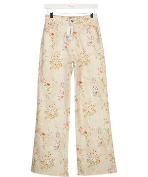Friends Like These Beige Botanical Floral Print Jeans UK 8