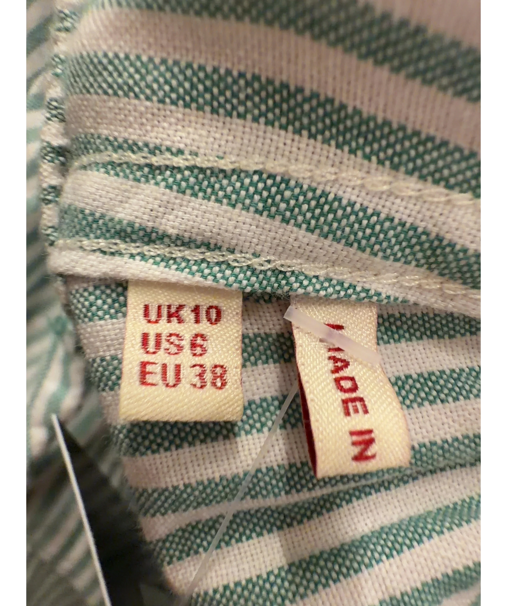 Superdry Green Cotton Stripe Trousers, size UK 10 — care label