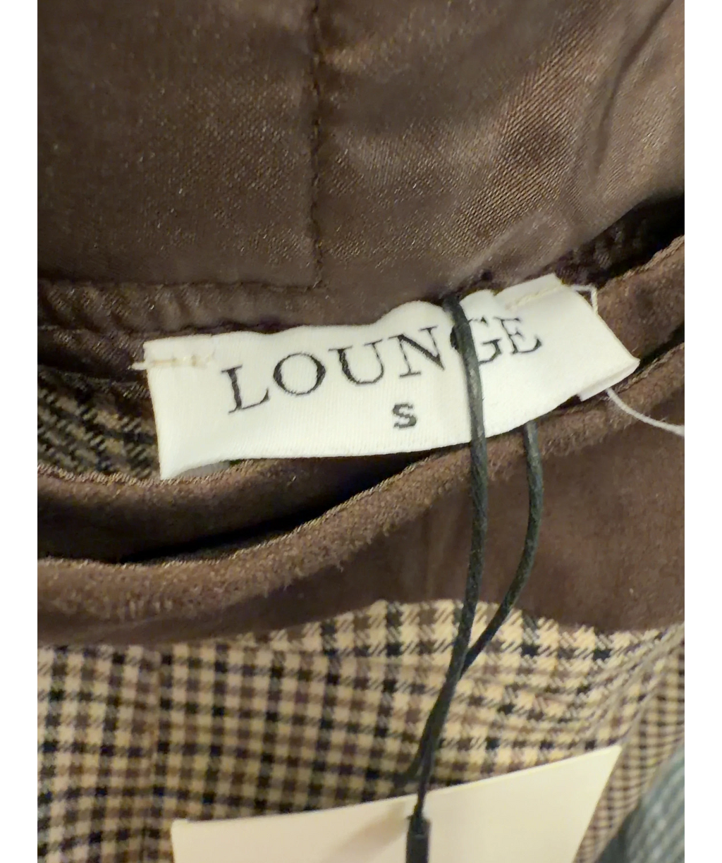 LOUNGE Brown Houndstooth Trousers, size UK S — care label