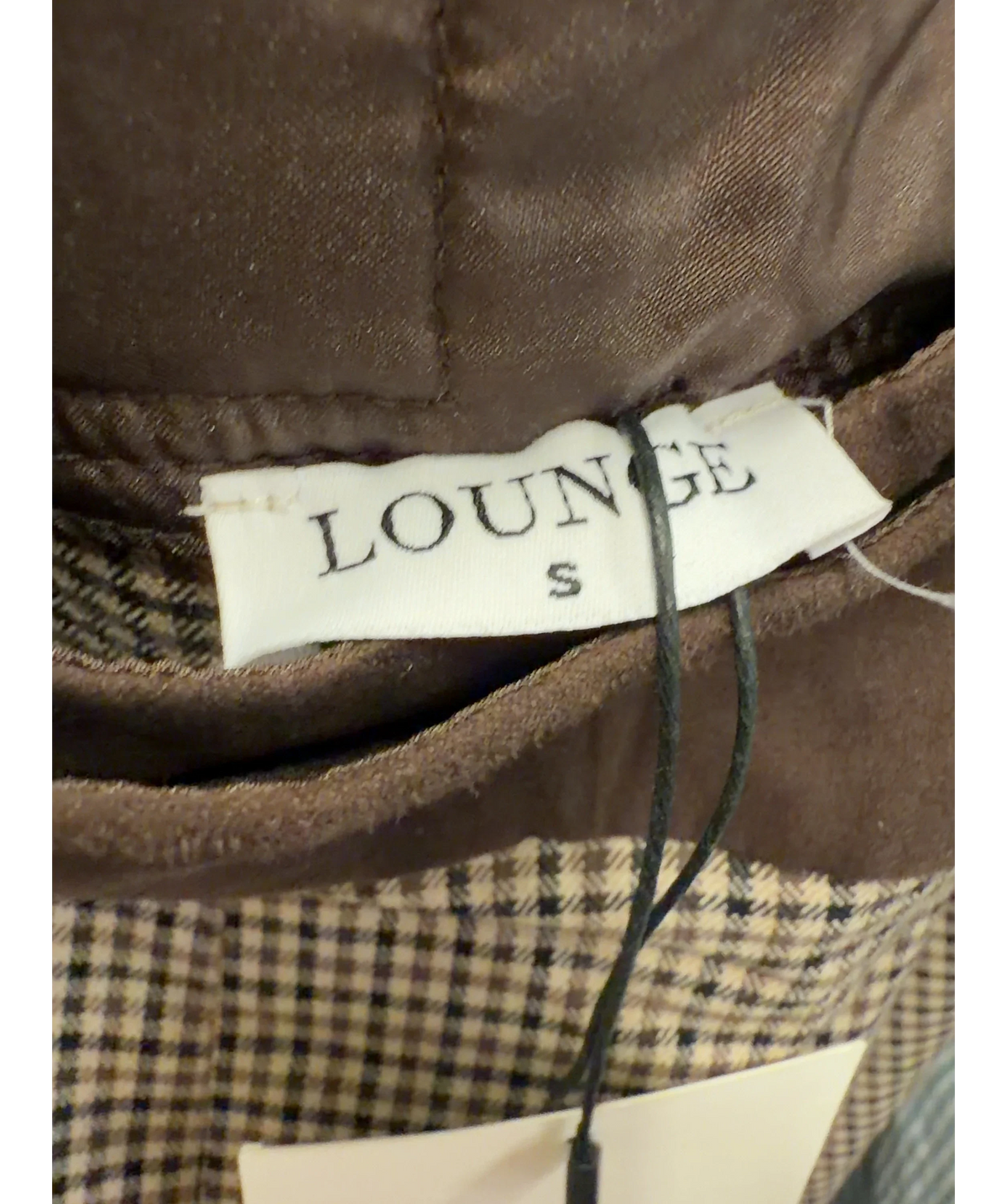 LOUNGE Brown Houndstooth Trousers, size UK S — care label