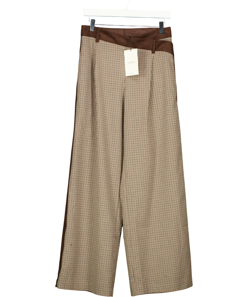LOUNGE Brown Houndstooth Trousers, size UK S — front