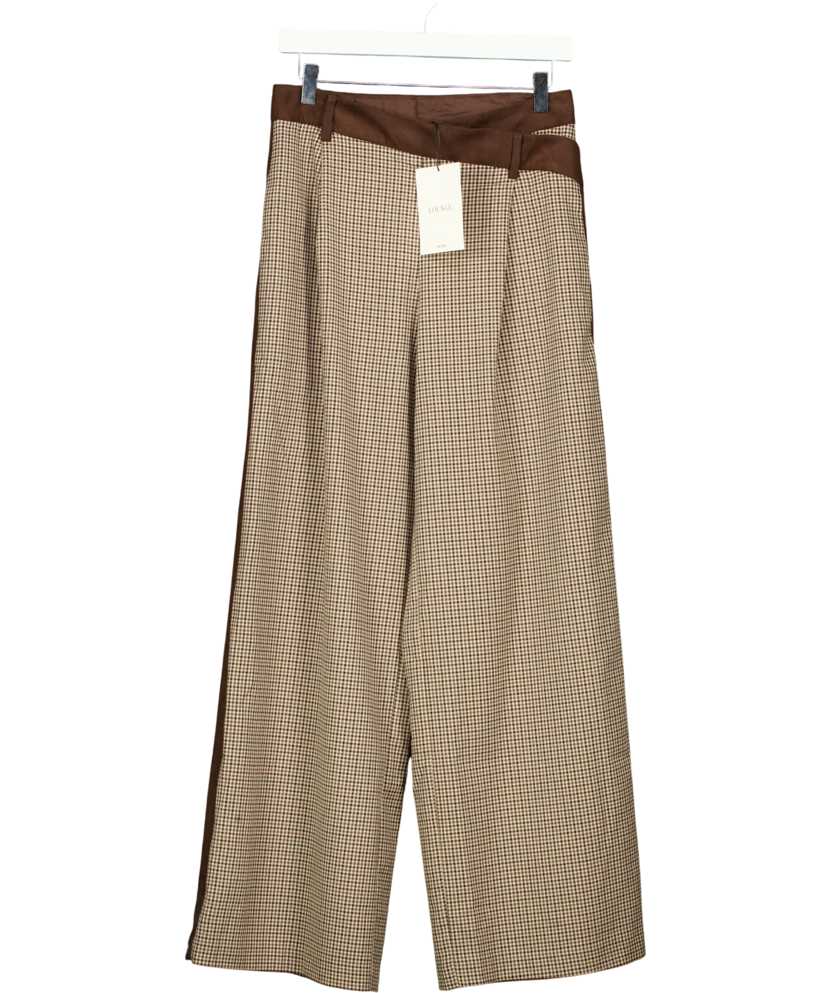 LOUNGE Brown Houndstooth Trousers, size UK S — front