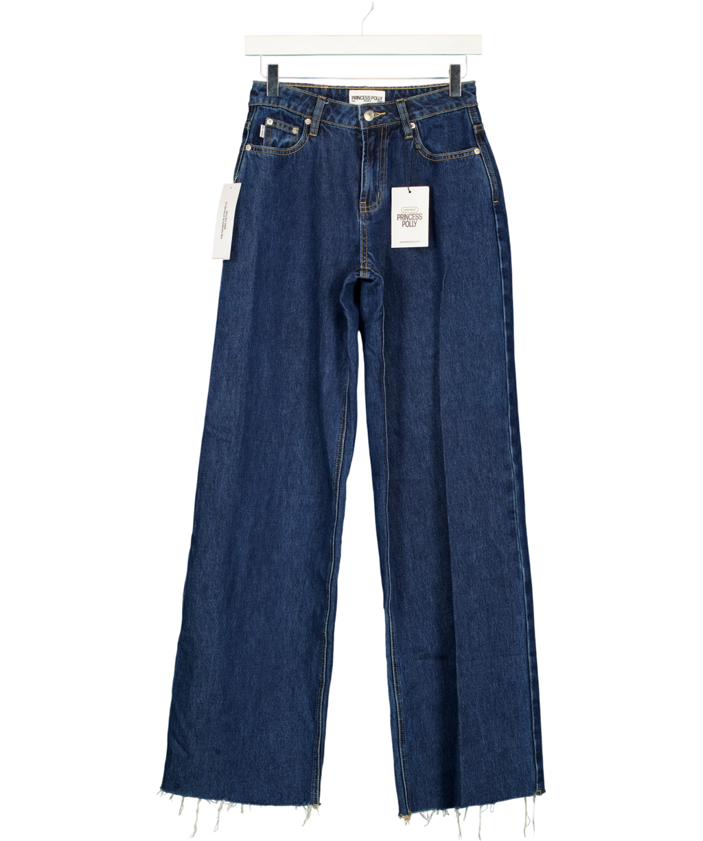 Princess Polly dark blue Darla Low Rise Straight Jean, size UK 6 — front