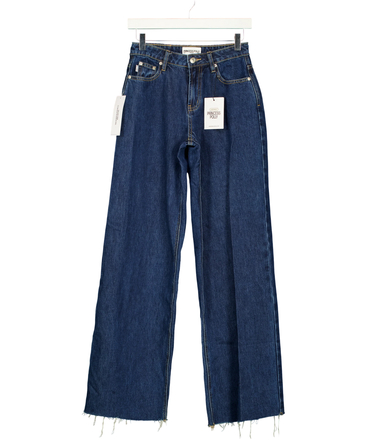 Princess Polly dark blue Darla Low Rise Straight Jean, size UK 6 — front