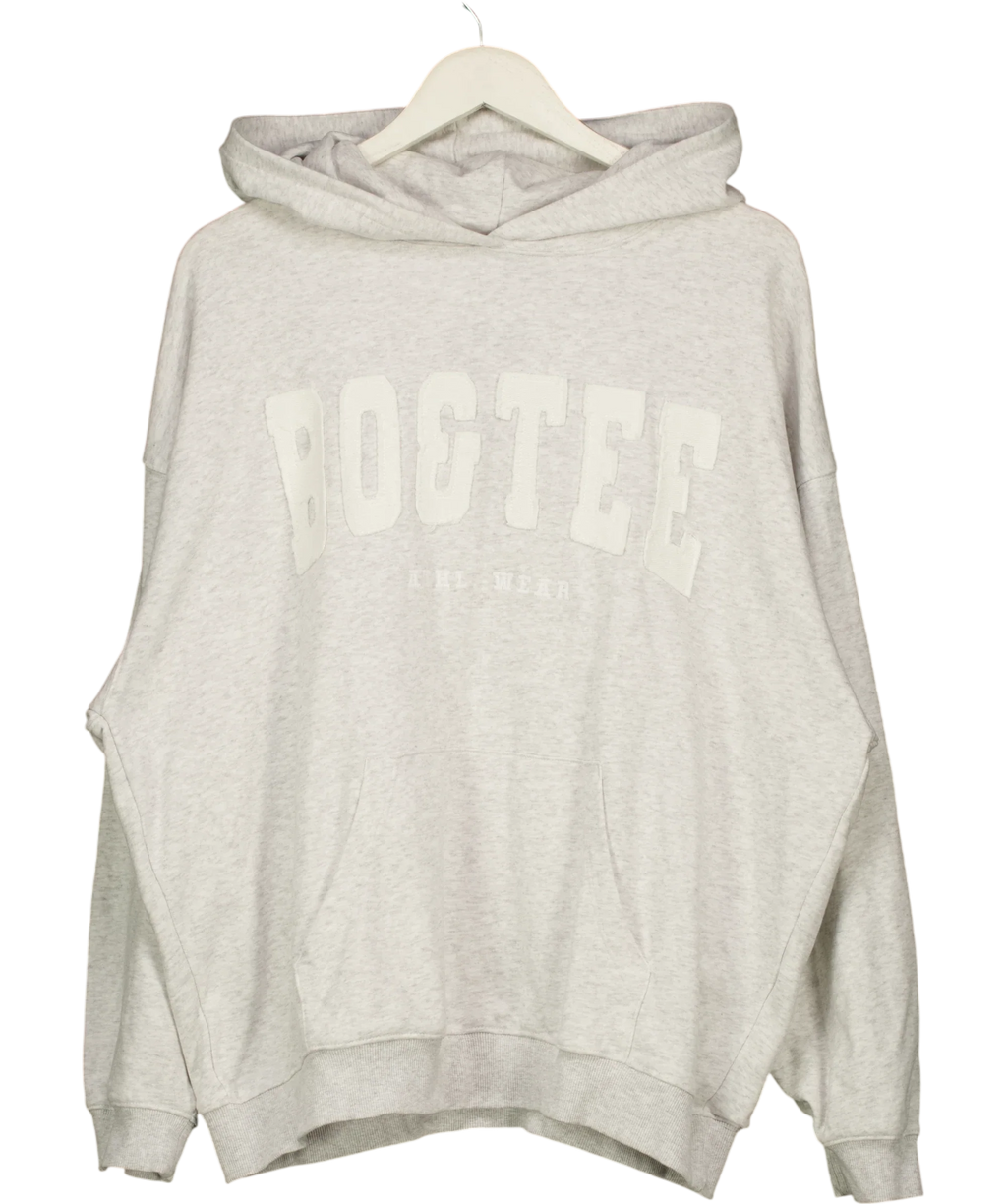 Bo&Tee Grey Oversized Applique Hoodie, size UK M — front