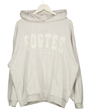 Bo&Tee Oversized Applique Hoodie Grey and White UK M