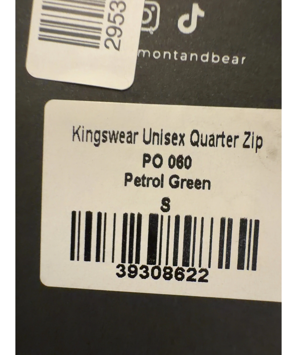 Beaumont & Bear Green Kingswear Unisex Quarter Zip, size UK S — label