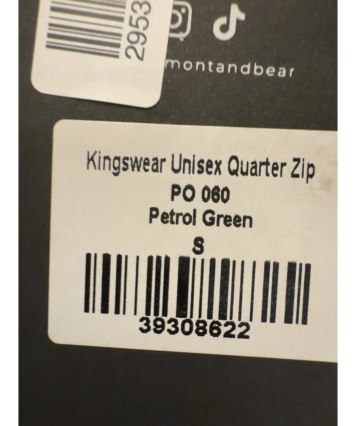 Beaumont & Bear Green Kingswear Unisex Quarter Zip, size UK S — label