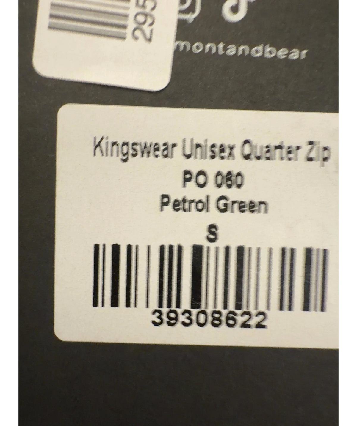 Beaumont & Bear Green Kingswear Unisex Quarter Zip, size UK S — care label