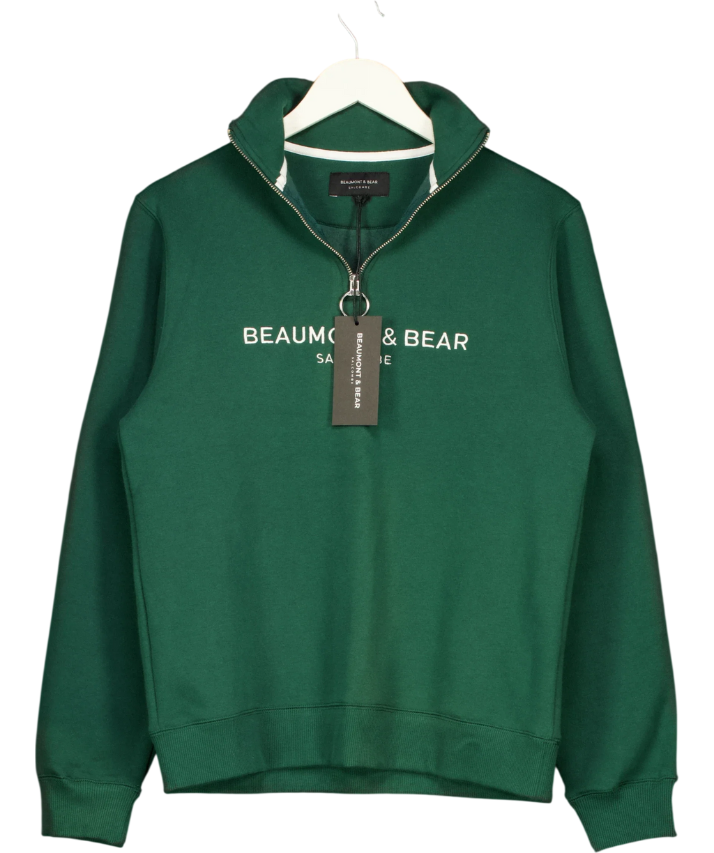 Beaumont & Bear Green Kingswear Unisex Quarter Zip, size UK S — front