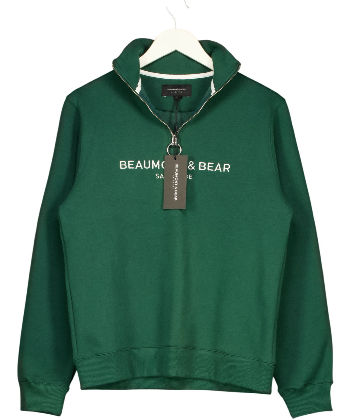 Beaumont & Bear Green Kingswear Unisex Quarter Zip, size UK S — front