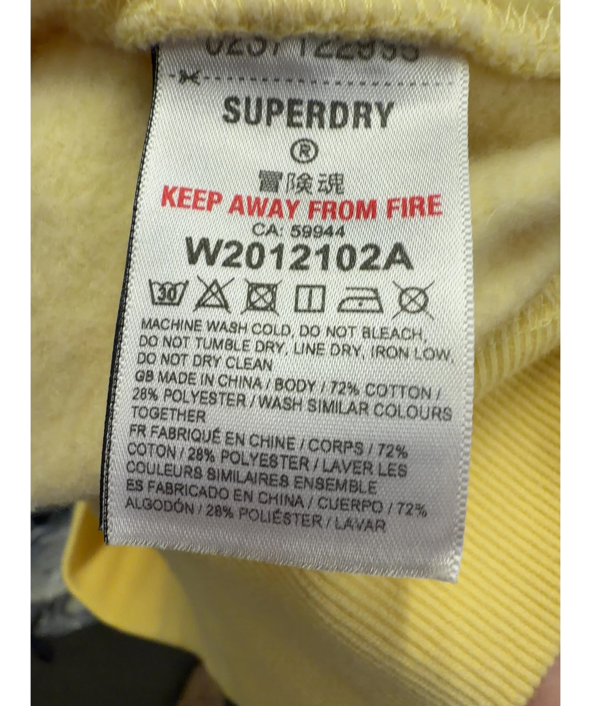 Superdry Yellow Colour, size UK 10 — label