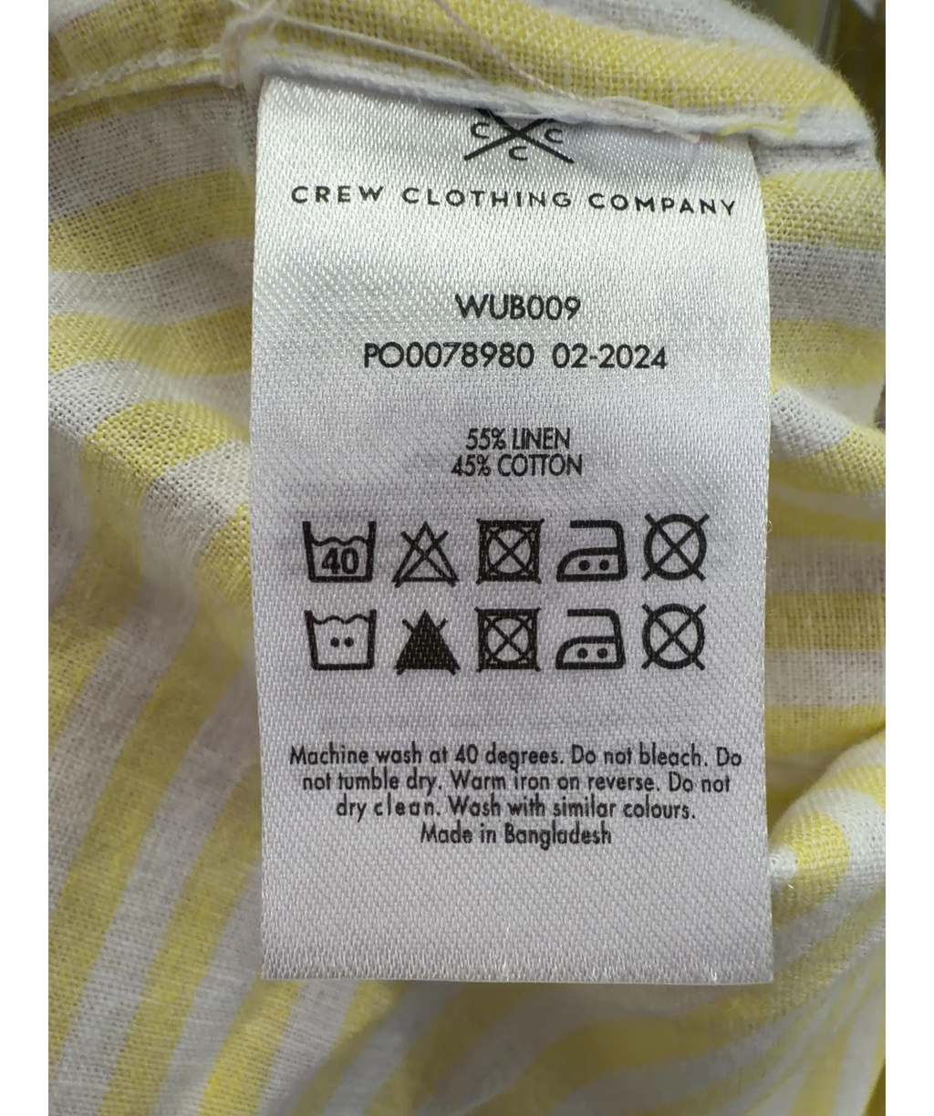 Crew Clothing Yellow Linen Blend Shirt, size UK 8 — label
