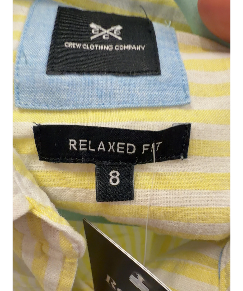 Crew Clothing Yellow Linen Blend Shirt, size UK 8 — care label
