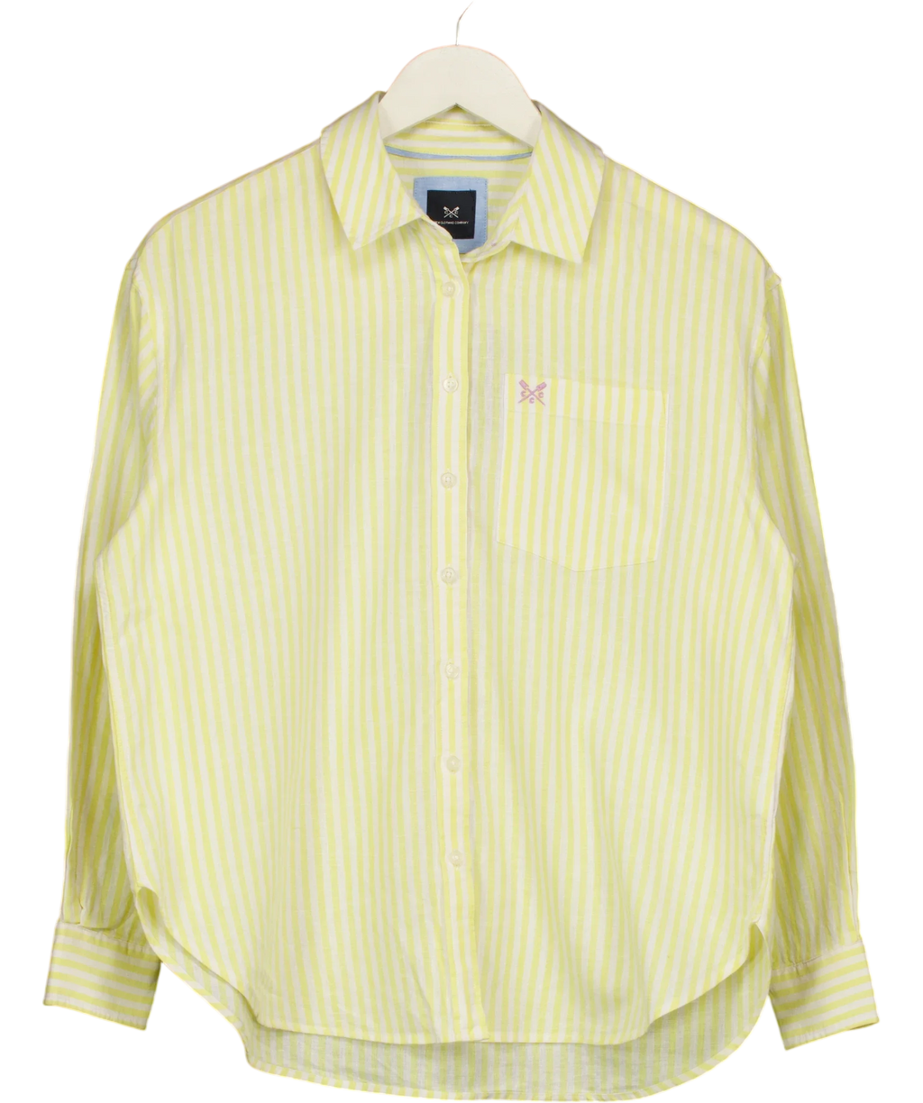 Crew Clothing Yellow Linen Blend Shirt, size UK 8 — front