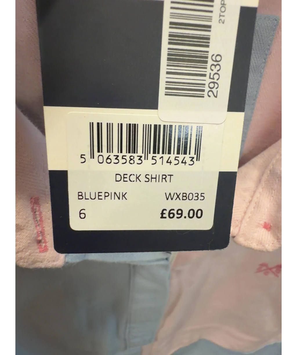 Crew Clothing Pink Cotton Deck Shirt, size UK 6 — label