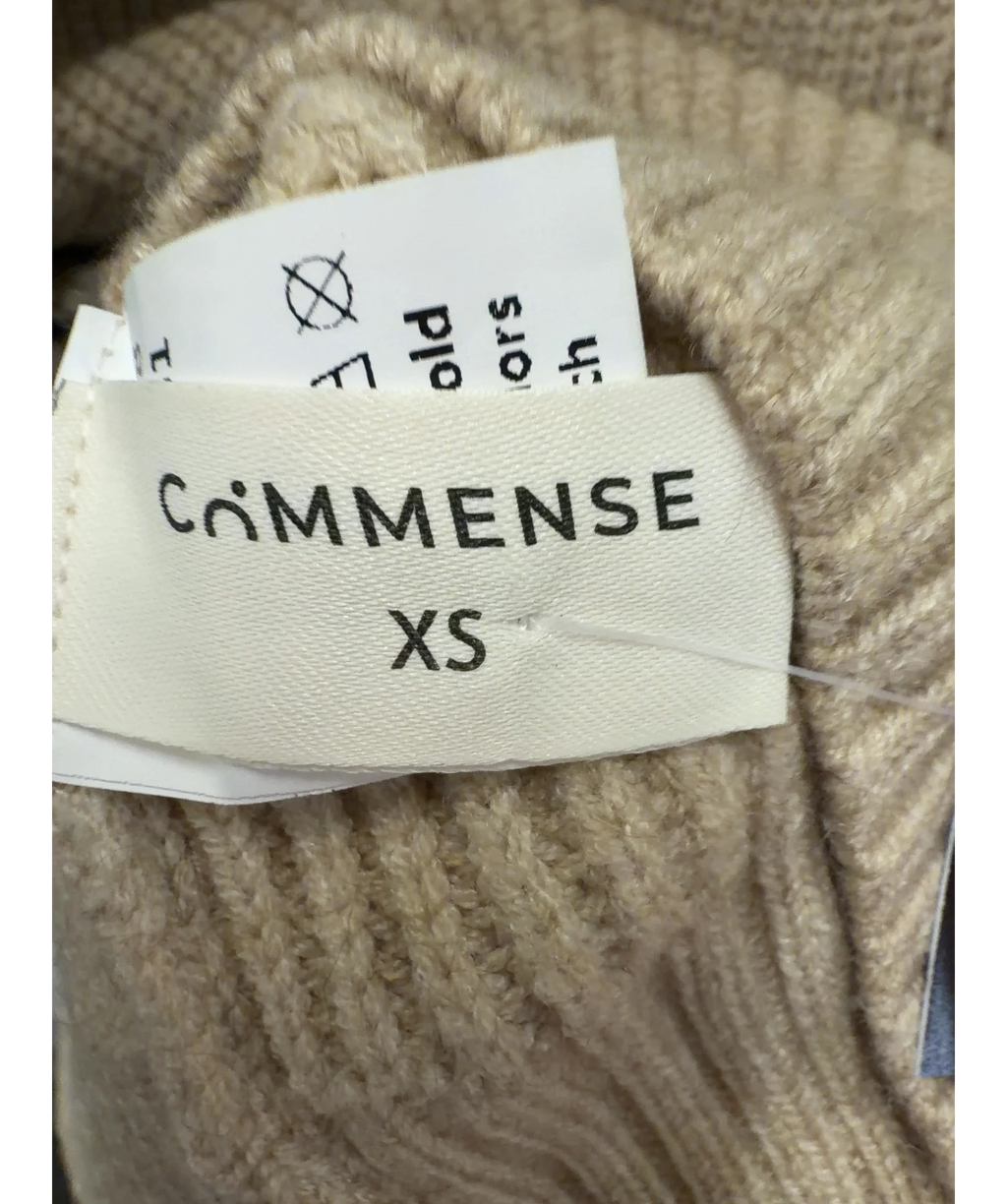 Commense Beige Tie Neck Contrast Trim Button Sweater Vest, size UK XS — detail