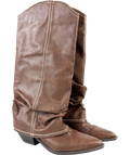 Seqwl Lexus Slouchy Fold Over Western Boots In Brown UK 6 EU 39 — Front (angled)