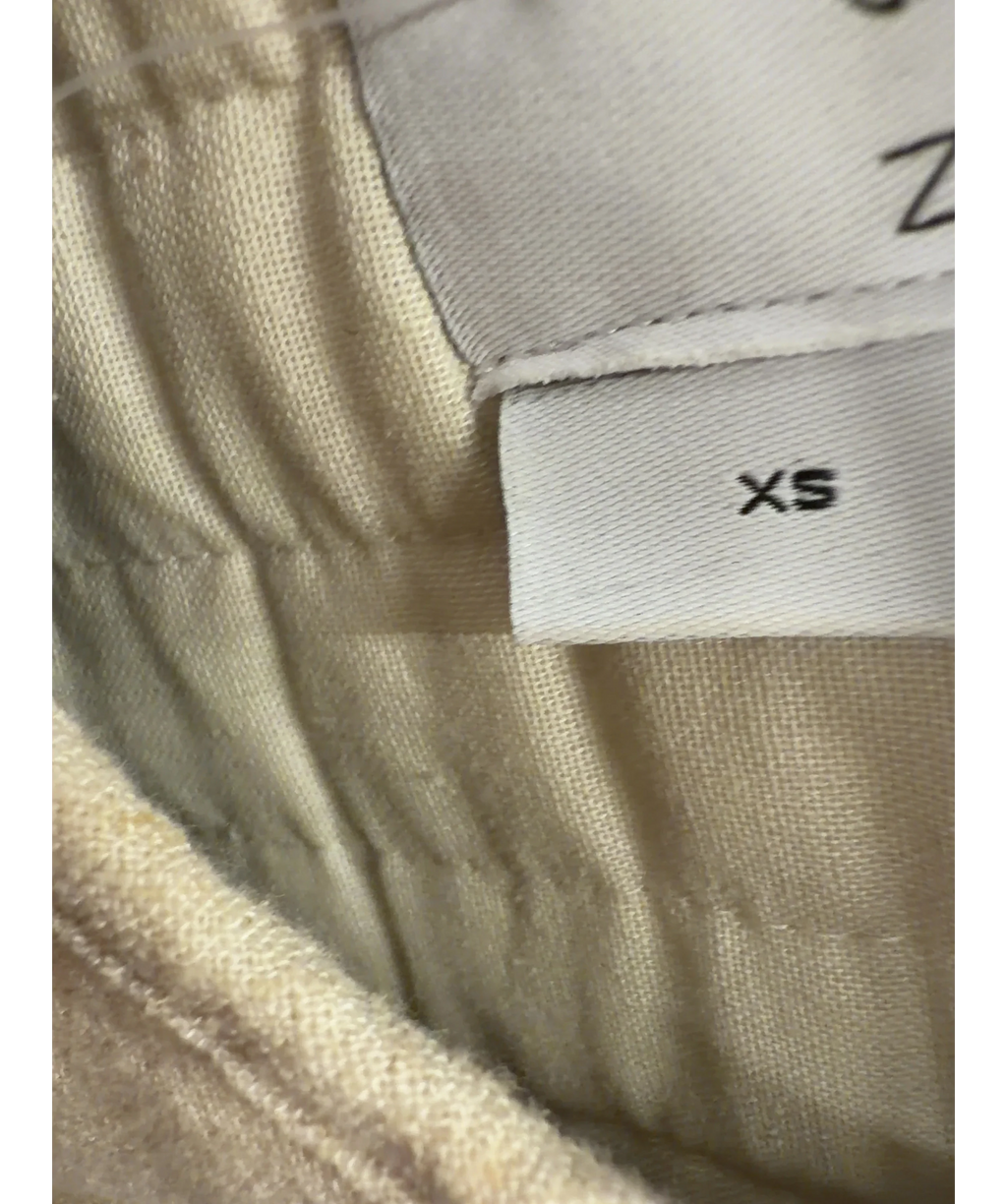 ASOS Cream linen crop collarless quilted jacket, size UK XS — care label