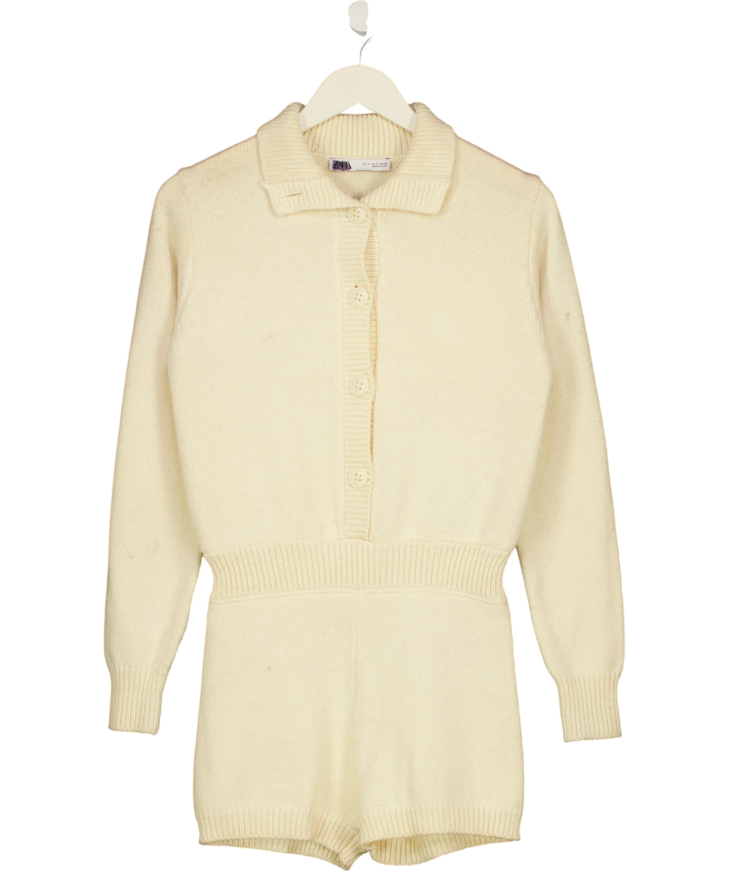 ZARA Cream Limited Edition Knit Jumpsuit / Playsuit, size UK S — front