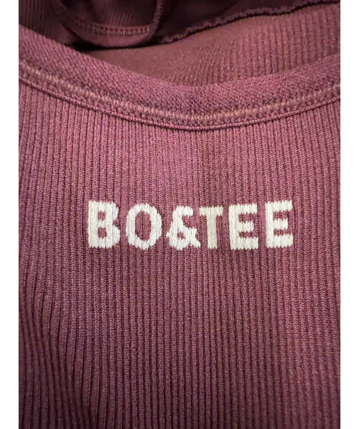 Bo&Tee Purple ribbed halter jumpsuit, size UK S — detail