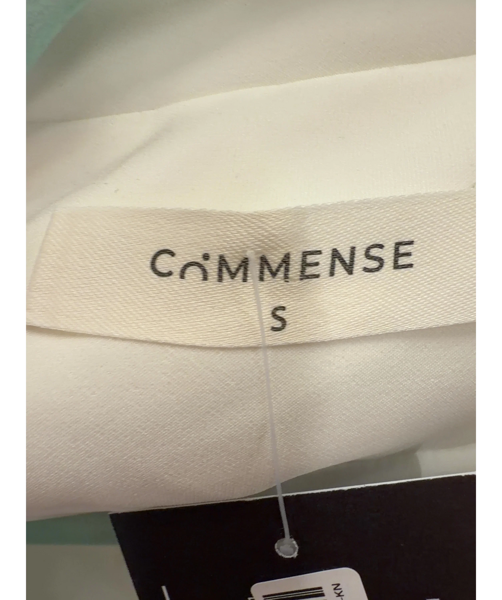 Commense White Belted Pleated Sleeveless Blazer Dress, size UK S — detail