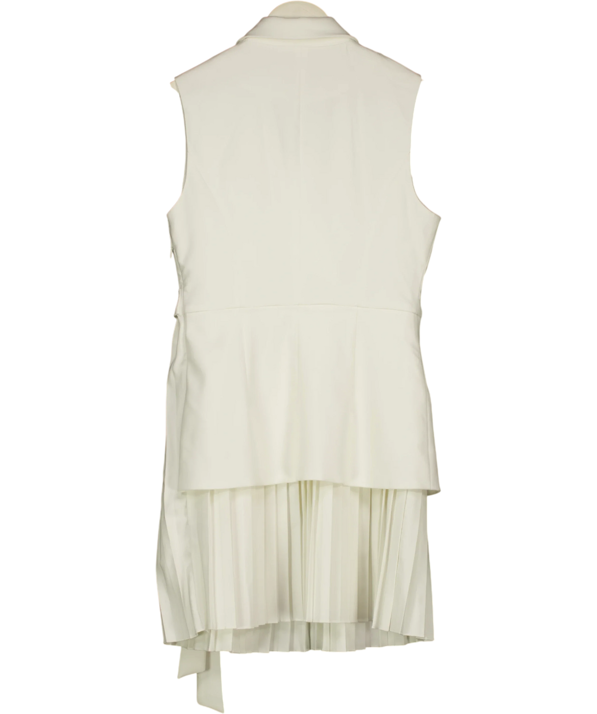 Commense White Belted Pleated Sleeveless Blazer Dress, size UK S — back