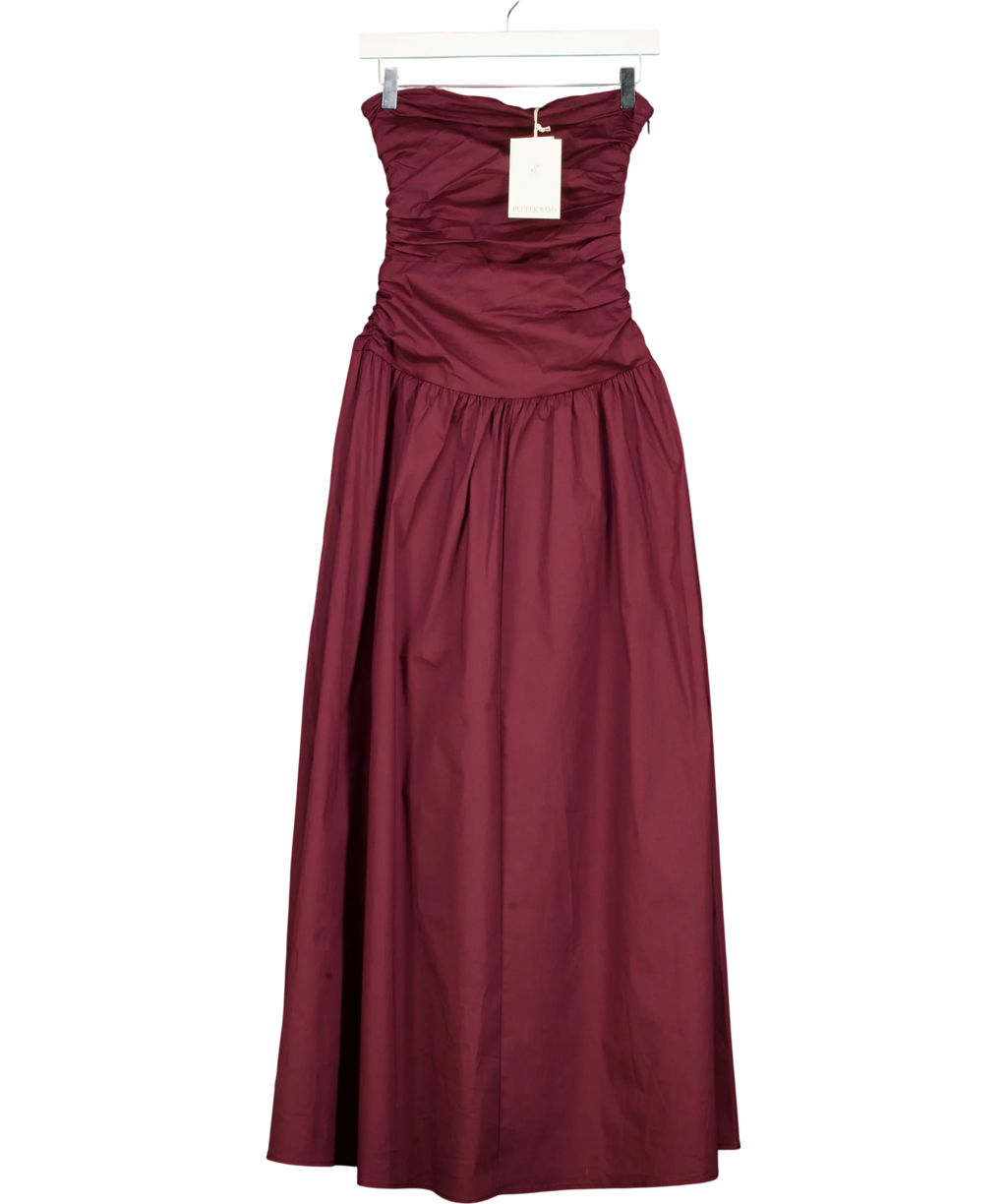 Peppermayo burgundy The Carmel Maxi Dress, size UK 6 — front