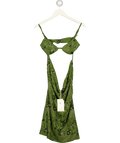 PEBPERMAYO Green Celosia Beaded Mini Dress, size UK 6 — front