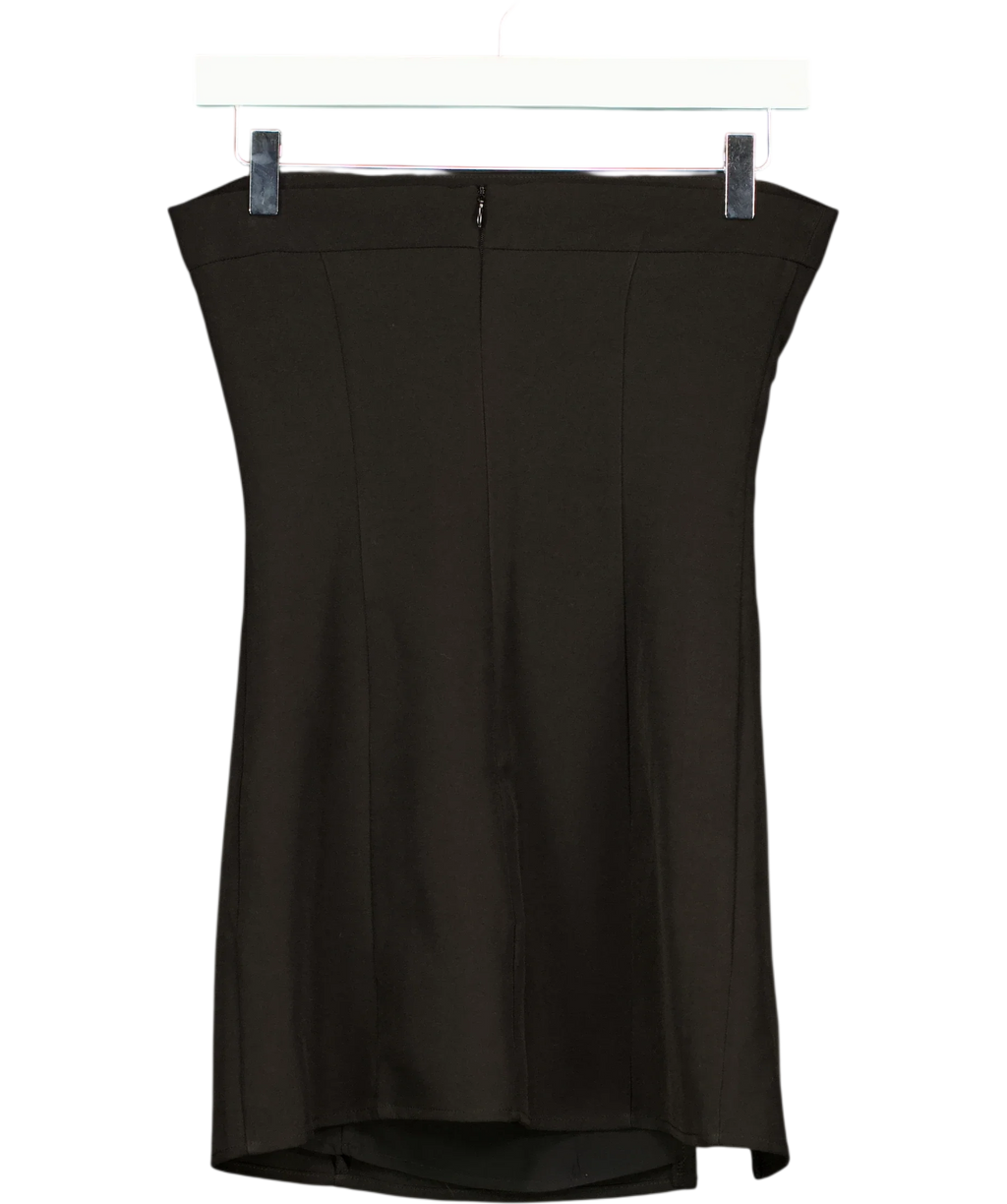 Peppermayo Black strapless black mini dress with front split hem, size UK 6 — back