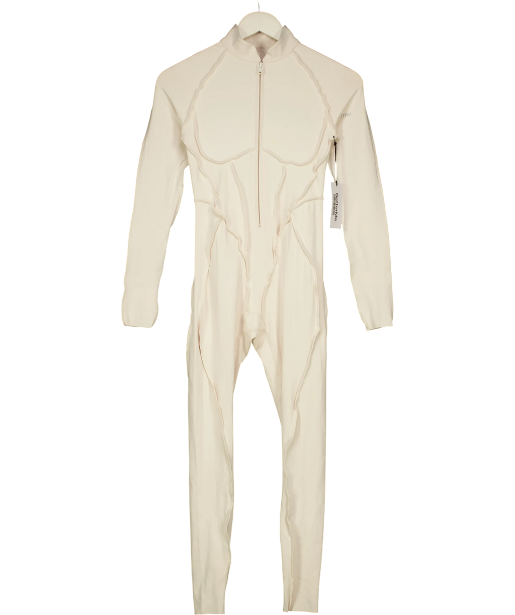 BetterMe Cream contour-seam zip-up one-piece jumpsuit, size UK XS — front
