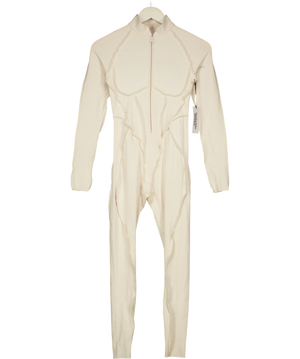 BetterMe Contour-Seam Zip-Up Jumpsuit Cream UK XS