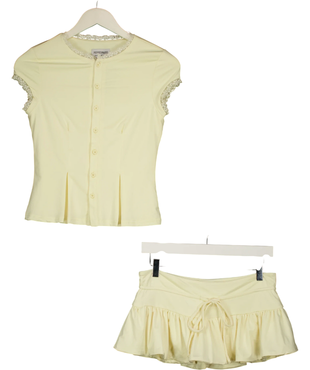Peppermayo Yellow Get No Sleep Mini Skort, size UK 6 — front