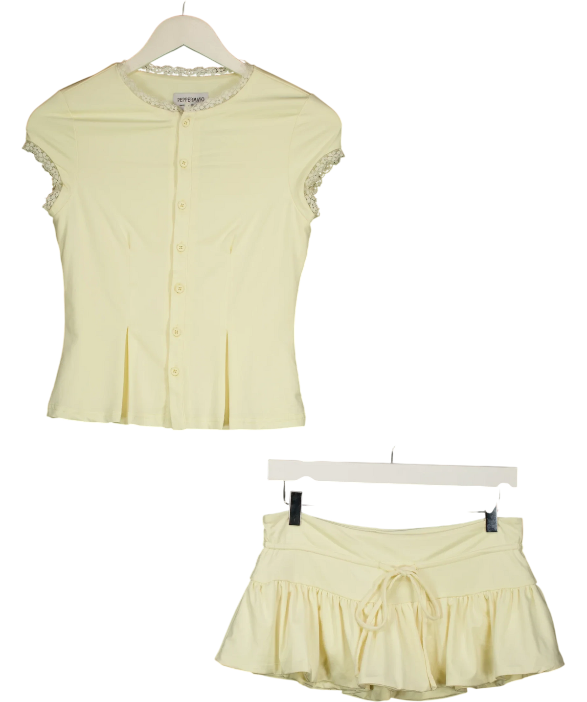 Peppermayo Yellow Get No Sleep Mini Skort, size UK 6 — front