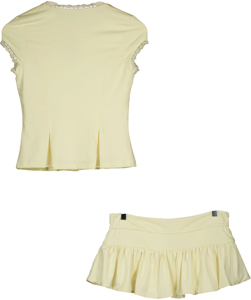 Peppermayo Yellow Get No Sleep Mini Skort, size UK 6 — back
