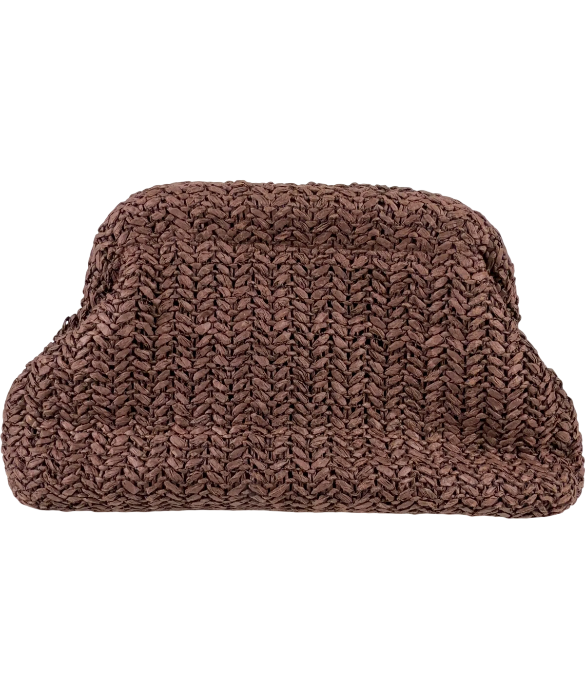 Friends like these Brown Chocolate Brown Acrylic Disc Raffia Clutch Bag — back