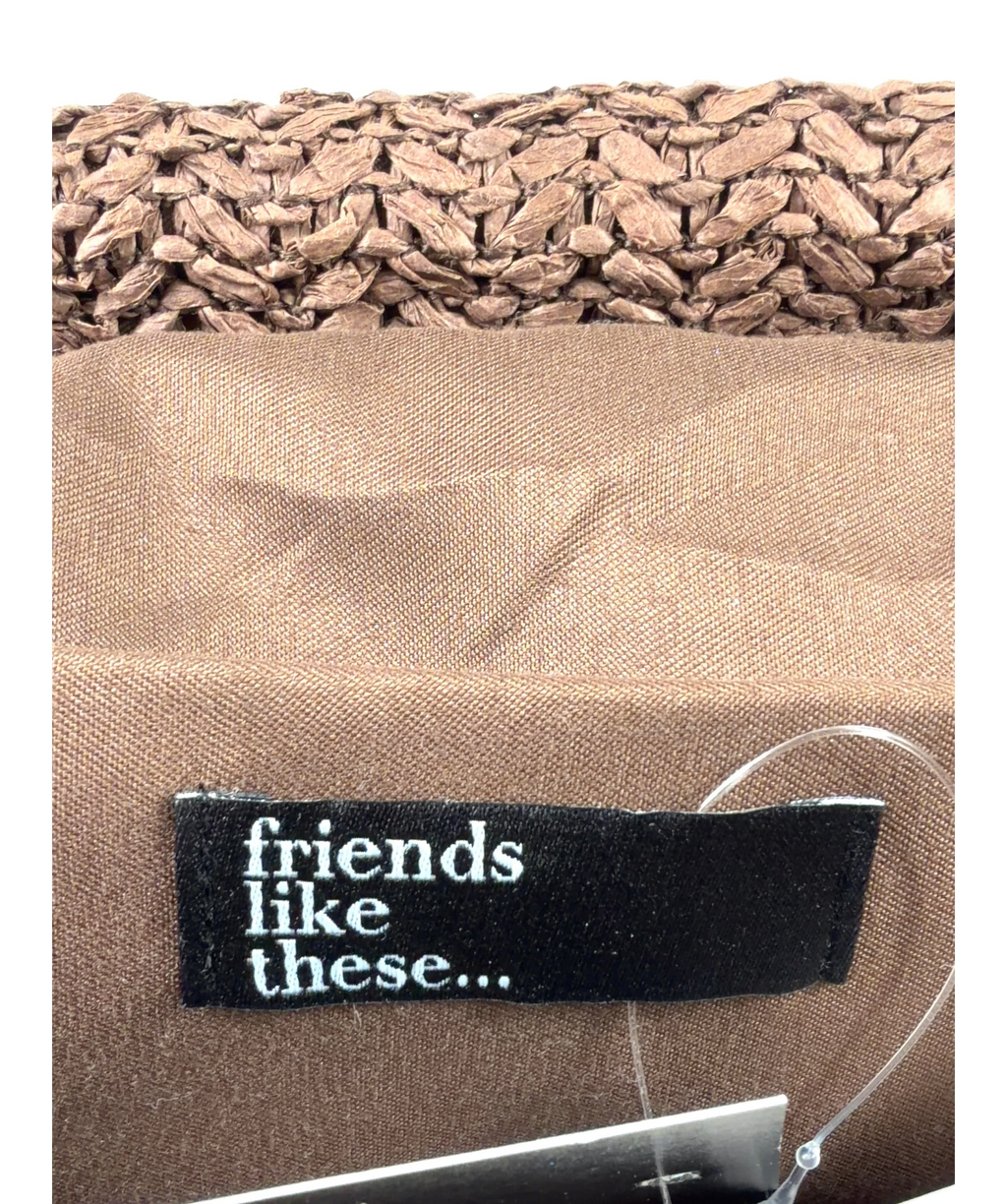 Friends like these Chocolate Brown Acrylic Disc Raffia Clutch Bag One Size — Size