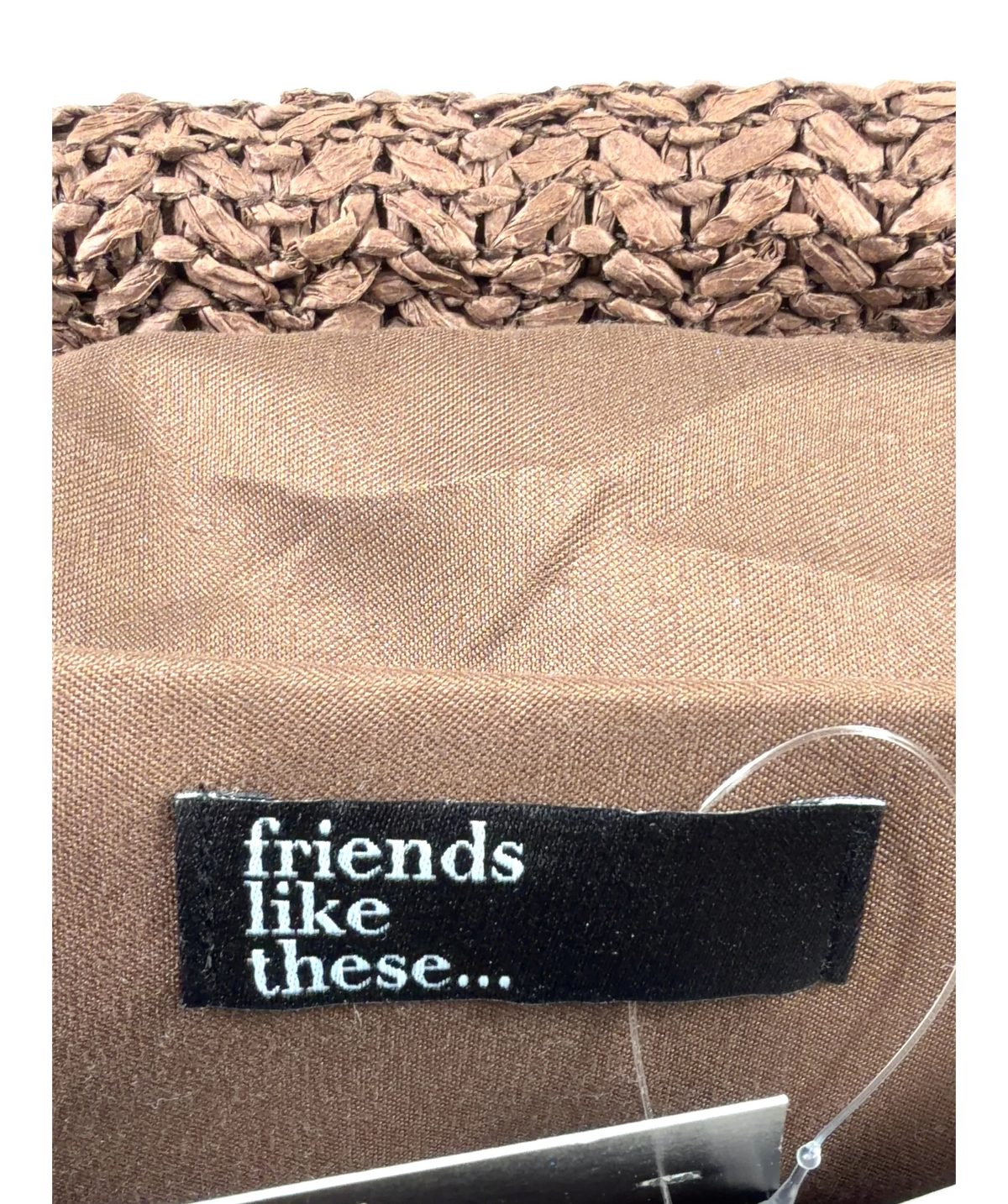 Friends like these Chocolate Brown Acrylic Disc Raffia Clutch Bag One Size — Size